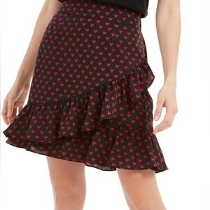 Maison Jules Black Skirt with Red Heart Design